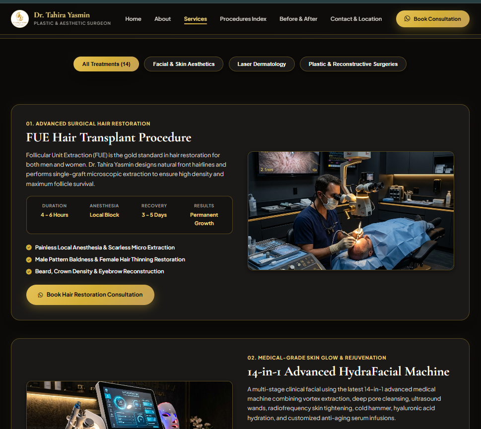 Dr Tahira Yasmin Aesthetic Clinic Website