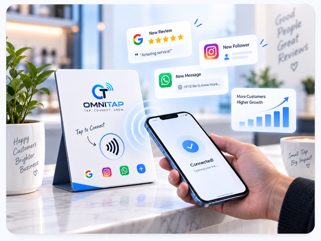 OmniTap Tap-to-Connect Stand & Mobile Flow